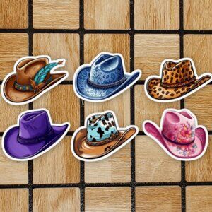 Cowboy Hat Sticker Pack of 6 Vinyl Stickers - Waterproof Die Cut Sticker Set